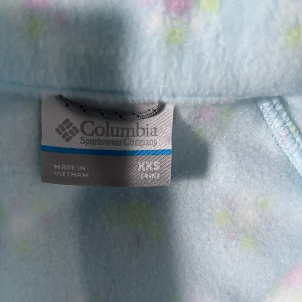 NEW Columbia Fleece Jacket Youth XXS 4/5 Light Blue‎ Floral Full Zip Girl